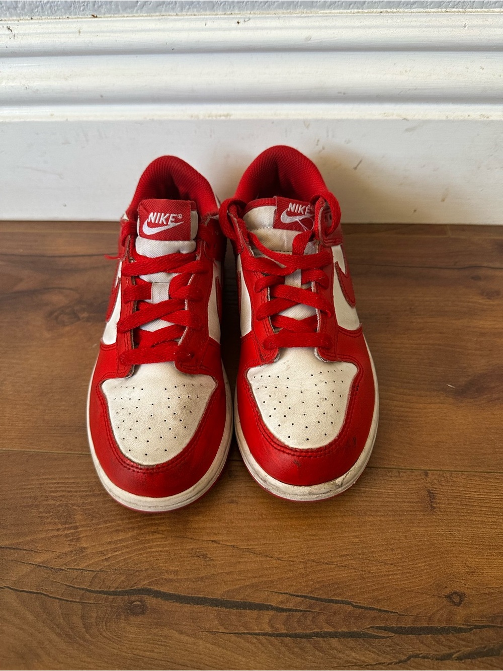 Nike Kids - Size 2.5- Red and White Low-Top Sneakers
